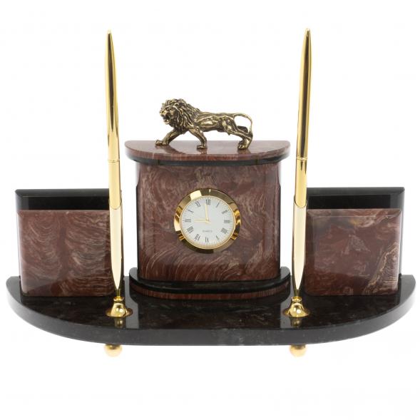 Настольный прибор &amp;quot;Лев&amp;quot; из лемезита 129712