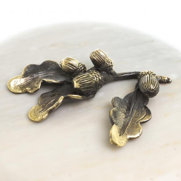 Шкатулка круглая &amp;quot;Желуди&amp;quot; камень мрамор 15х15х8 см 123581