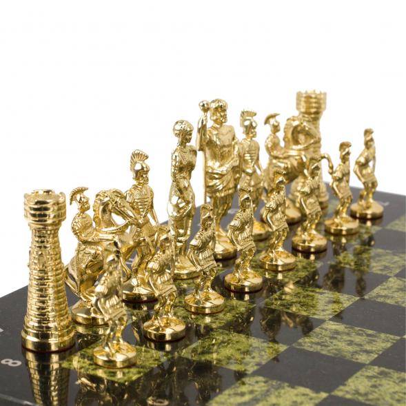 Шахматы бронзовые &amp;quot;Римские&amp;quot; доска змеевик 40х40 см 117812