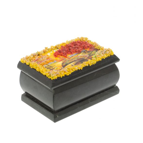 Шкатулка &amp;quot;Осенний пейзаж&amp;quot; змеевик каменная крошка 10х6,5х6 см 127309