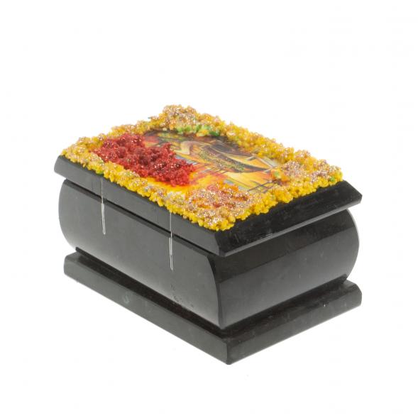 Шкатулка &amp;quot;Осенний пейзаж&amp;quot; змеевик каменная крошка 10х6,5х6 см 127309