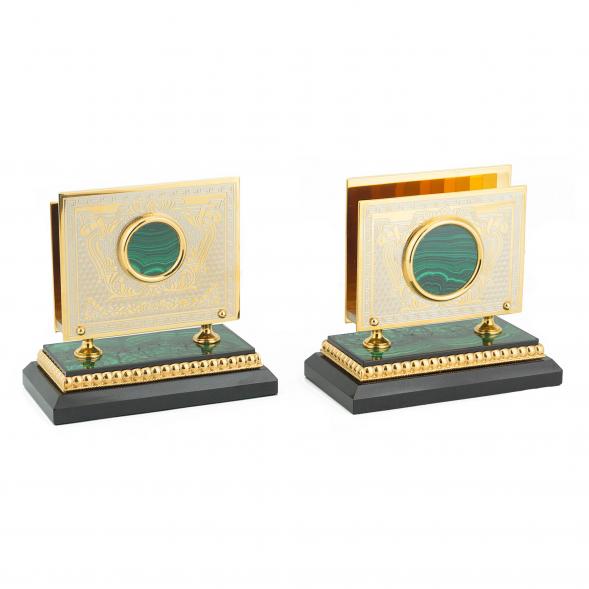 Настольный набор &amp;quot;Лев&amp;quot; малахит долерит 118869