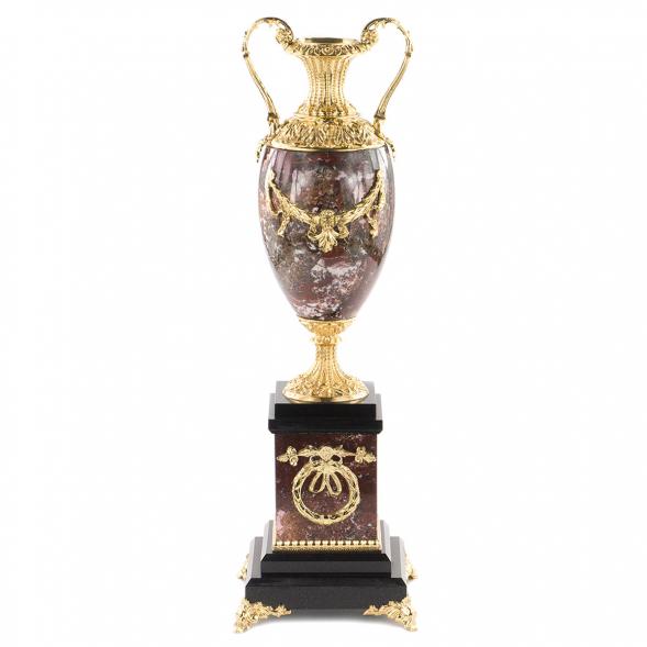 Каменная ваза &amp;quot;Афина&amp;quot; из креноида с декором из бронзы 120111