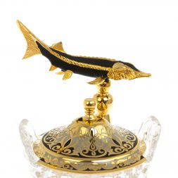 Икорница "Стерлядка" на ножке камень агат Златоуст