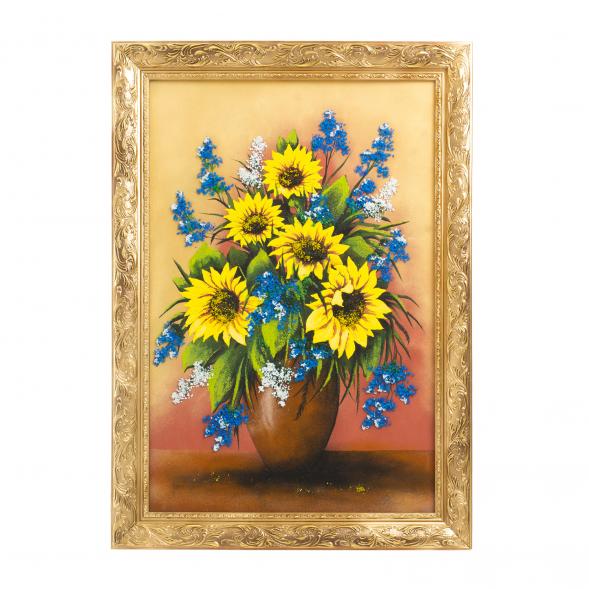 Картина из каменной крошки &amp;quot;Букет с подсолнухами&amp;quot; багет 49х69 см 122562