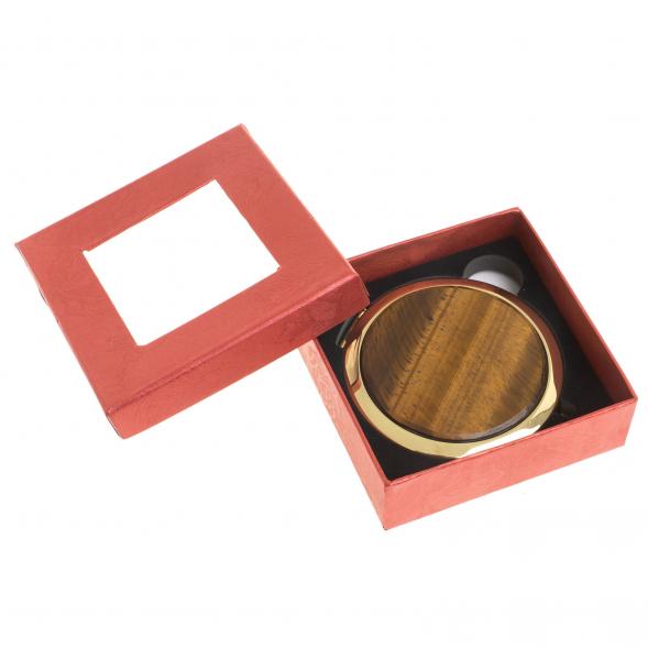 Зеркало круглое из камня тигровый глаз цвет золото 122774