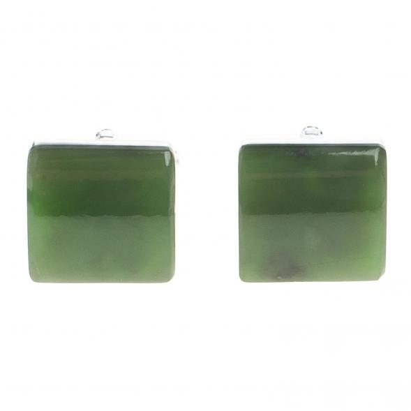 Запонки камень нефрит квадратные 123840