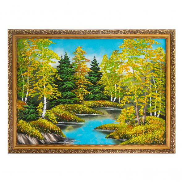 Картина &amp;quot;Осенний пейзаж&amp;quot; багет 57х76 см каменная крошка 124015