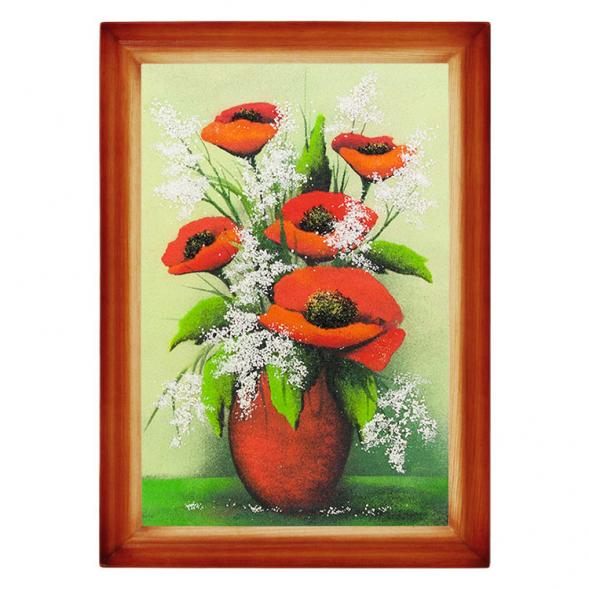 Натюрморт &amp;quot;Маки&amp;quot; багет дерево 24х34 см, каменная крошка 111275
