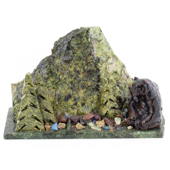 Сувенир &amp;quot;Мишка сидящий у ёлки&amp;quot; змеевик 116047