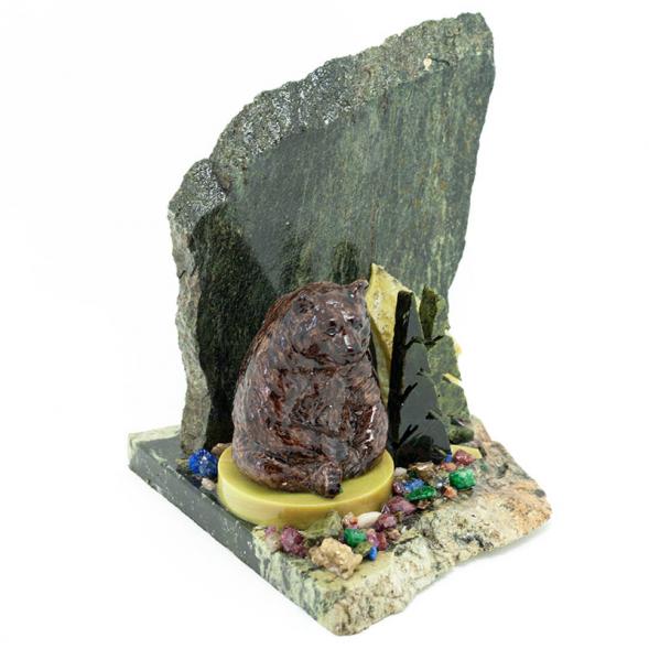 Сувенир &amp;quot;Мишка сидящий у ёлки&amp;quot; змеевик 116047