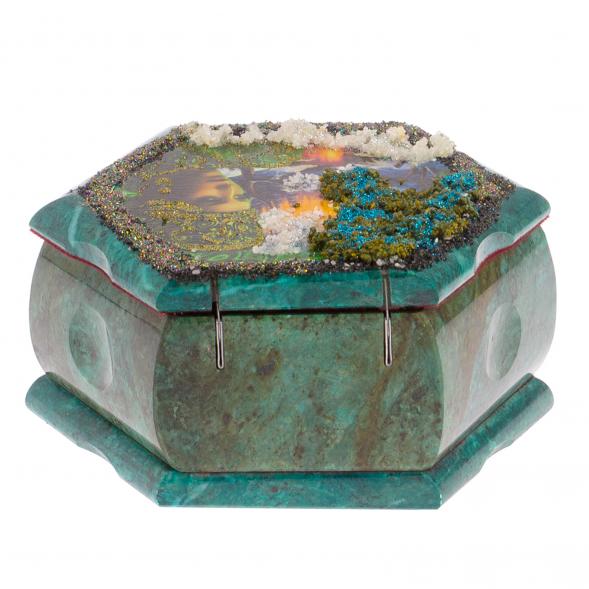 Каменная шкатулка &amp;quot;Хозяйка медной горы зима&amp;quot; 14х12,5х7 см 126018