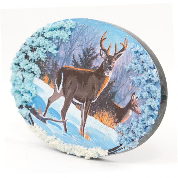 Панно из камня на подставке &amp;quot;Олени на снегу&amp;quot; 116896