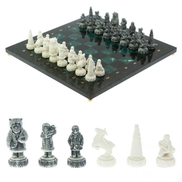 Шахматы &amp;quot;Северные народы&amp;quot; 40х40 см змеевик 128634