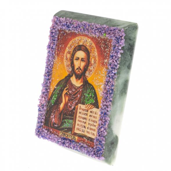 Икона настольная &amp;quot;Спаситель&amp;quot; камень змеевик 9х7,2х3 см 121444