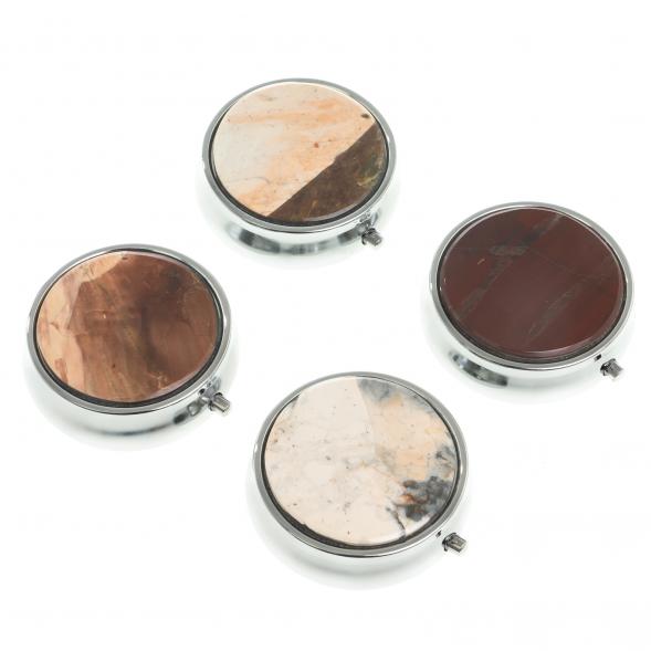 Таблетница на 3 отсека камень яшма цвет серебро 123210