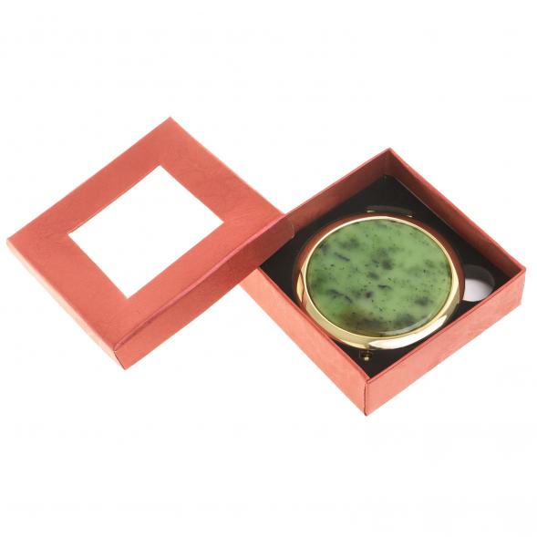 Зеркало круглое из камня нефрит цвет золото 124111