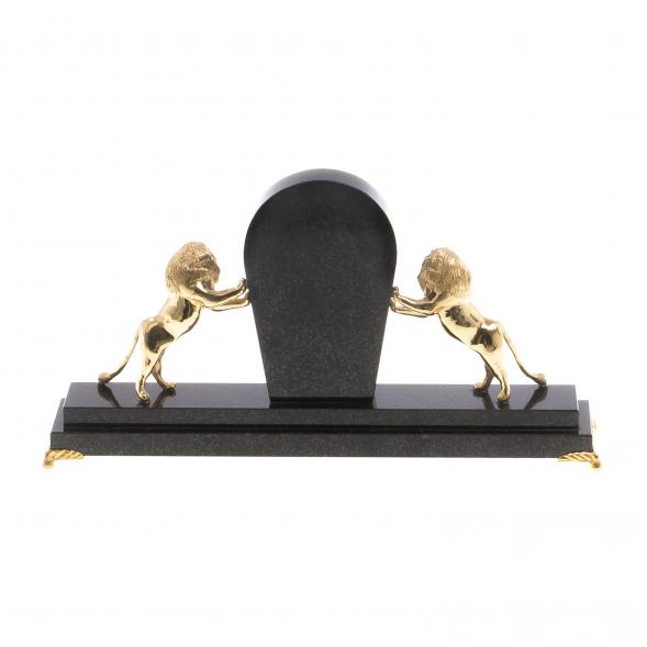 Часы настольные &amp;quot;Два льва&amp;quot; бронза долерит 124728