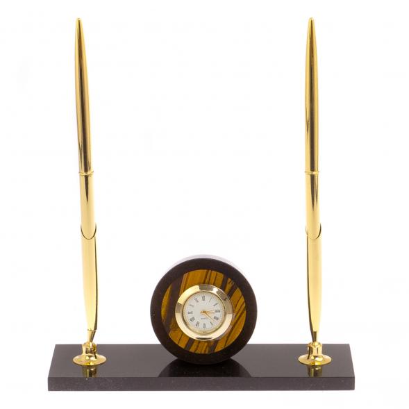 Часы с двумя ручками камень тигровый глаз 125483