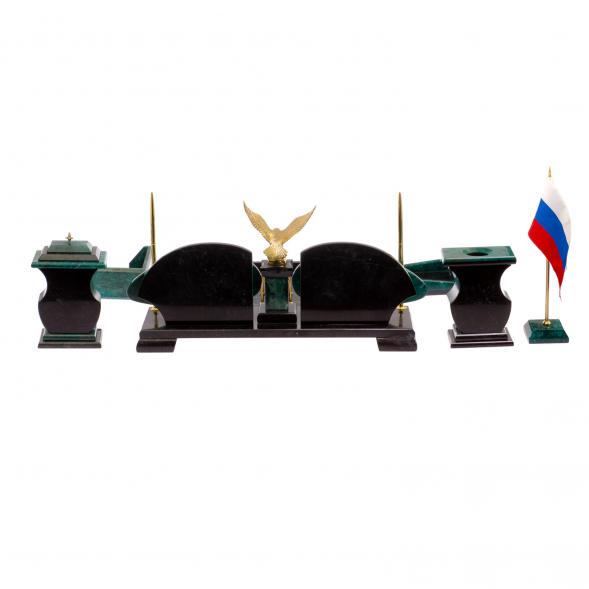 Настольный набор &amp;quot;Орел&amp;quot; змеевик с лотком А4 и бюваром 125946