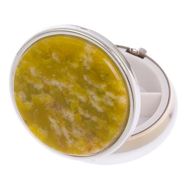 Таблетница на 3 отделения камень офит благородный цвет серебро 126082