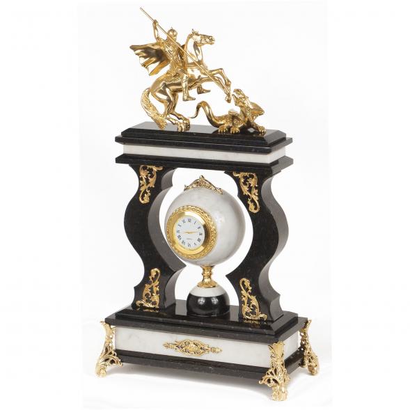 Часы &amp;quot;Георгий Победоносец&amp;quot; мрамор змеевик бронза 117715