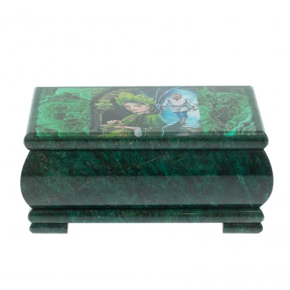Шкатулка &amp;quot;Хозяйка медной горы и Данила&amp;quot; из змеевика 18х10х8,5 см 128417