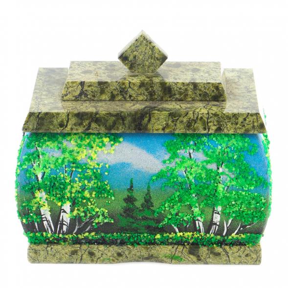 Шкатулка змеевик рисунок Лето 10х7,5х9 см 119957