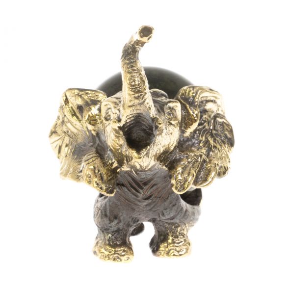 Статуэтка &amp;quot;Слон с шаром № 3&amp;quot; бронза змеевик 128935