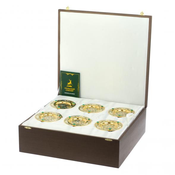 Самовар &amp;quot;Малахитовые узоры&amp;quot; с сервизом на 6 персон Златоуст 129007