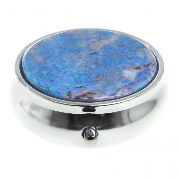 Таблетница на 3 отсека камень лазурит иркутский цвет серебро 123211