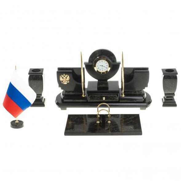 Настольный набор из змеевика &amp;quot;Престиж&amp;quot; с символикой России 124017