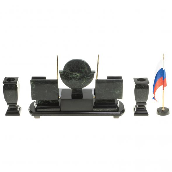 Настольный набор из змеевика &amp;quot;Престиж&amp;quot; с символикой России 124017
