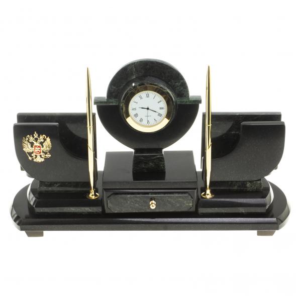 Настольный набор из змеевика &amp;quot;Престиж&amp;quot; с символикой России 124017