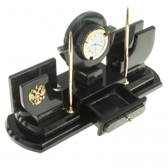 Настольный набор из змеевика &amp;quot;Престиж&amp;quot; с символикой России 124017