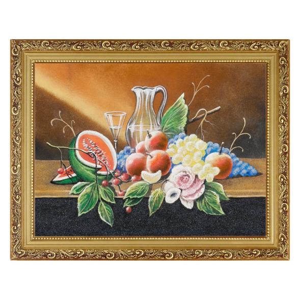 Натюрморт &amp;quot;Фрукты с арбузом&amp;quot; багет 36х46 см, каменная крошка 111166