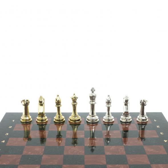 Шахматы турнирные &amp;quot;Стаунтон&amp;quot; доска 40х40 камень лемезит фигуры металл / Шахматы настольные / Набор шахмат / Шахматы сувенирные