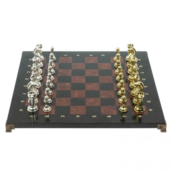 Шахматы турнирные &amp;quot;Стаунтон&amp;quot; доска 40х40 камень лемезит фигуры металл / Шахматы настольные / Набор шахмат / Шахматы сувенирные