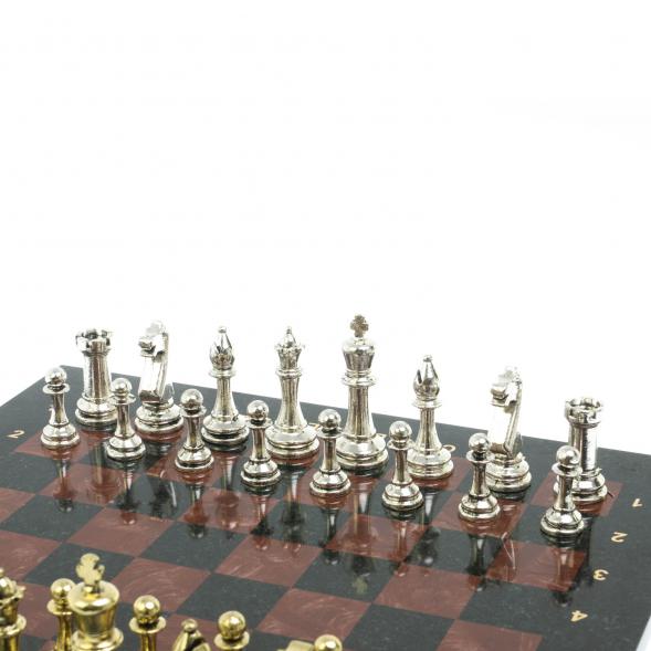 Шахматы турнирные &amp;quot;Стаунтон&amp;quot; доска 40х40 камень лемезит фигуры металл / Шахматы настольные / Набор шахмат / Шахматы сувенирные