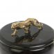 Шкатулка круглая &amp;quot;Гепард&amp;quot; из черного змеевика 15х15х12 см 127629