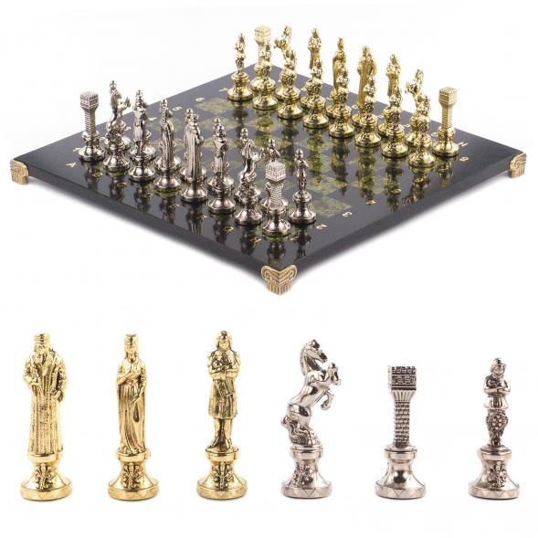 Шахматы &amp;quot;Ренессанс&amp;quot; доска 36х36 см змеевик фигуры цвет золото / серебро 119410