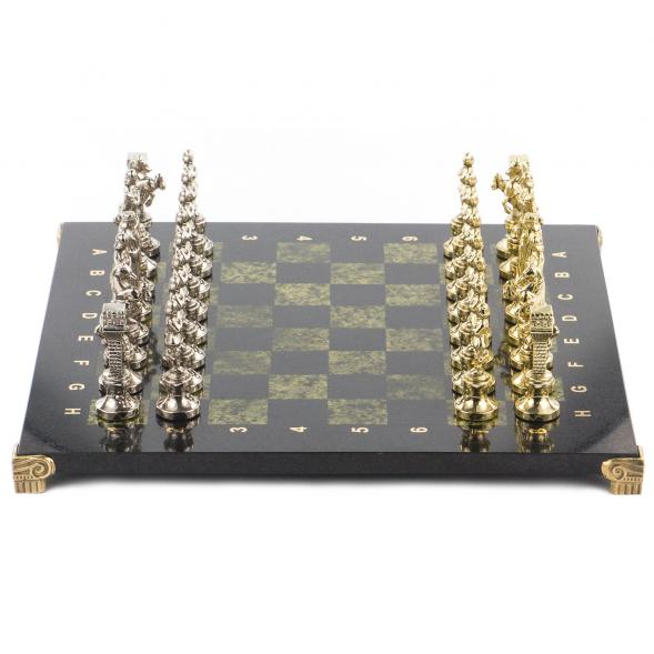 Шахматы &amp;quot;Ренессанс&amp;quot; доска 36х36 см змеевик фигуры цвет золото / серебро 119410