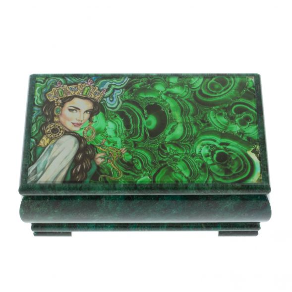 Шкатулка &amp;quot;Хозяйка медной горы&amp;quot; из змеевика 18х10х8,5 см 128418