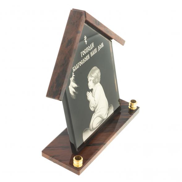 Оберег из обсидиана &amp;quot;Домик&amp;quot; с двумя подсвечниками 122895