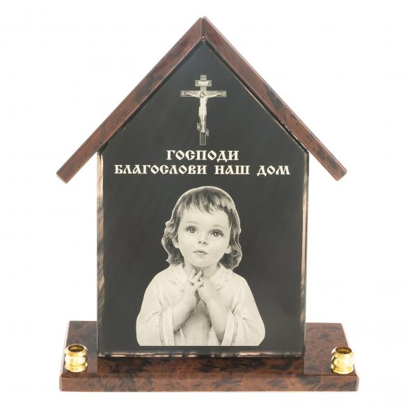 Оберег из обсидиана &amp;quot;Домик&amp;quot; с двумя подсвечниками 122895