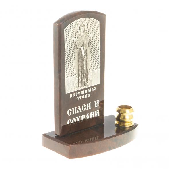 Икона с подсвечником &amp;quot;Нерушимая стена&amp;quot; камень обсидиан 123012