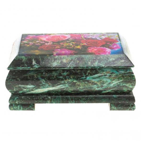 Шкатулка с иллюстрацией &amp;quot;Розы&amp;quot; камень змеевик 17,5х9,5х7,5 см 124018