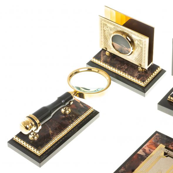 Настольный набор из камня яшма &amp;quot;Георгий Победоносец&amp;quot; 116474