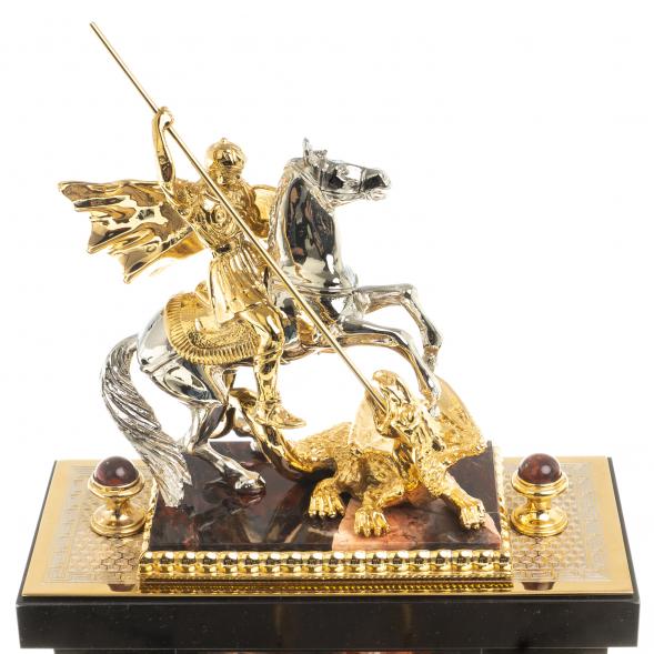 Настольный набор из камня яшма &amp;quot;Георгий Победоносец&amp;quot; 116474