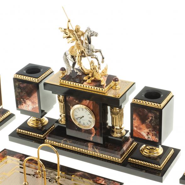 Настольный набор из камня яшма &amp;quot;Георгий Победоносец&amp;quot; 116474